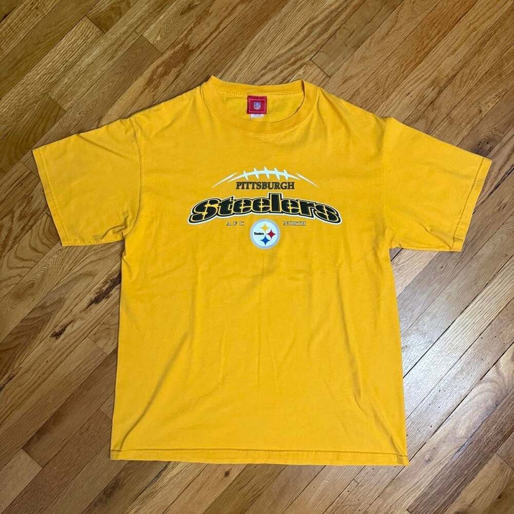 NFL Pittsburgh Steelers T-Shirt Size L Vintage 2005 AFC North Graphic Yellow